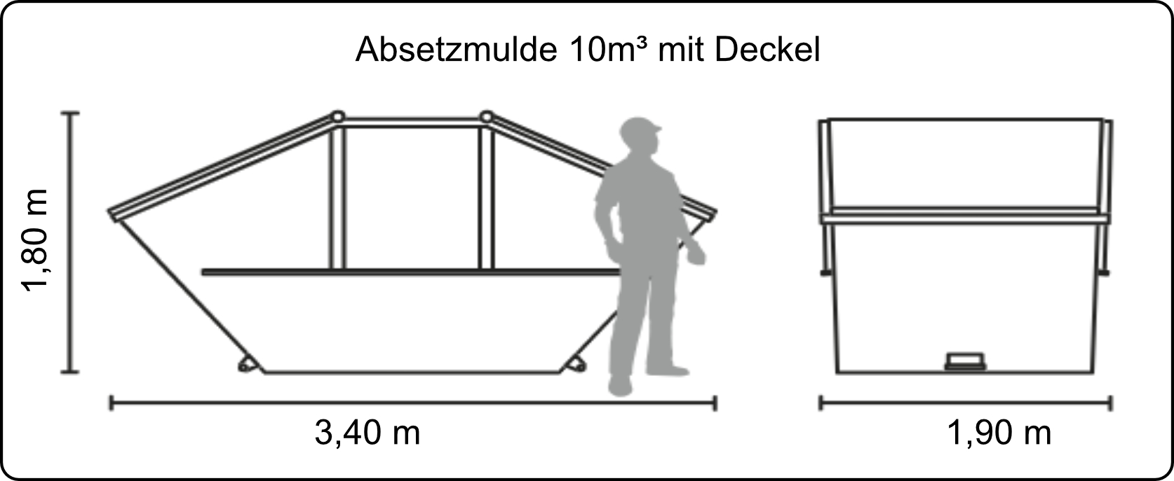 Absetzmulde 10m³ mit Deckel*